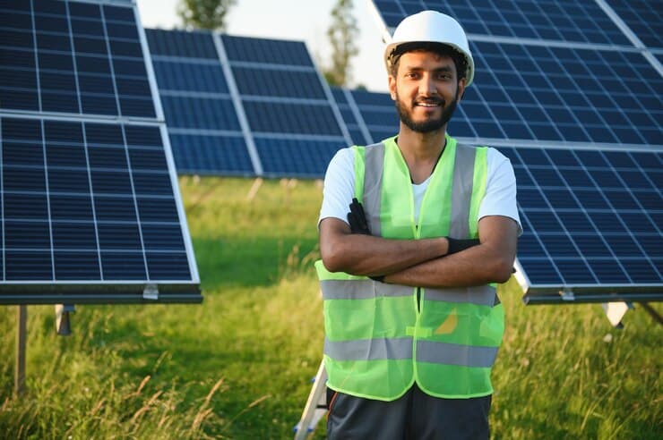 Solar rooftop worker